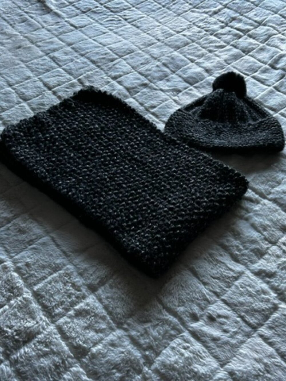 Handmade Knit Unisex Hat w/ Removeable PomPom and Scarf
